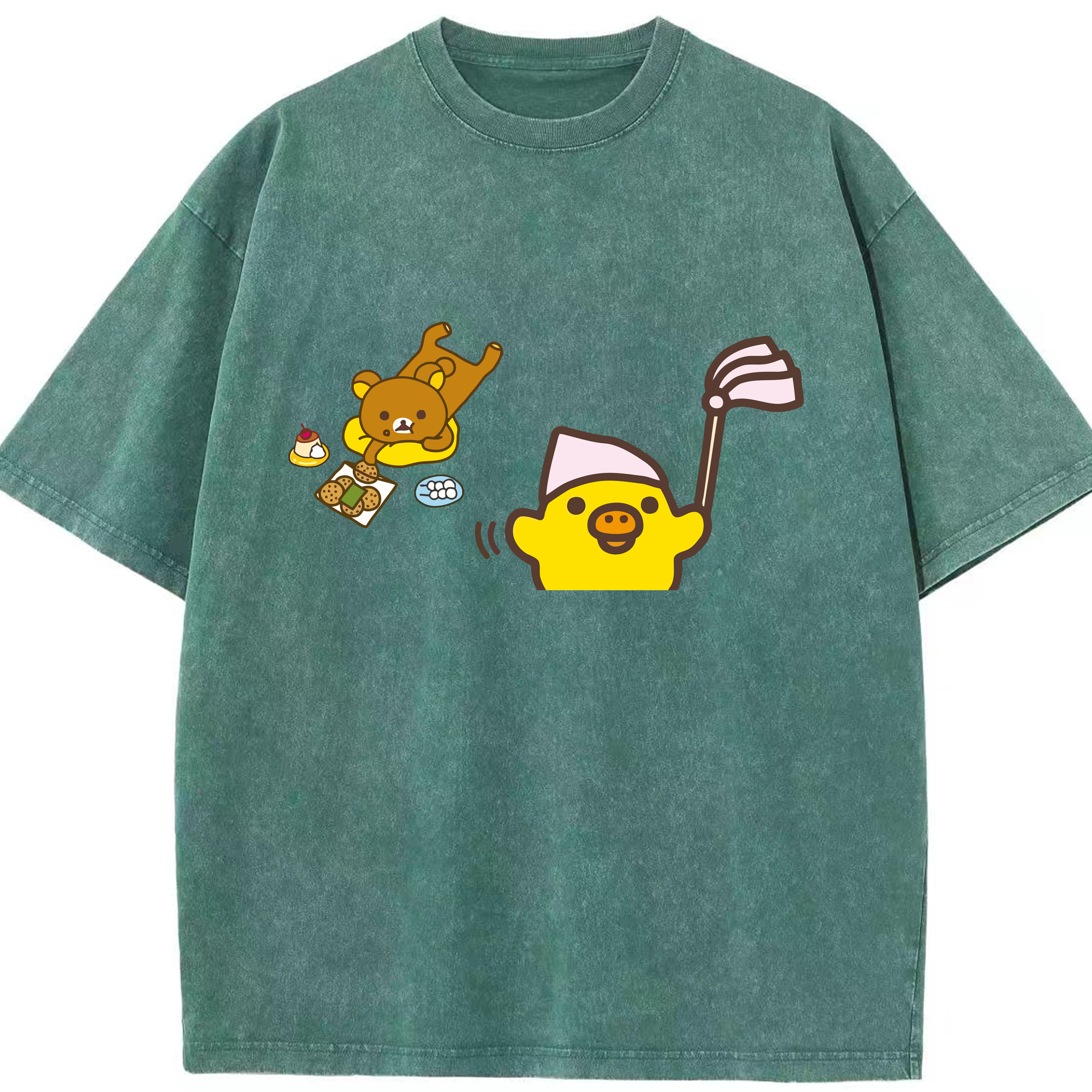 （画像用） リラックマ リラックマ キイロイトリ Rilakkuma Korilakkuma Kiiroitori 綿100% ヴィンテージ風 半袖Tシャツ（フロントプリント）